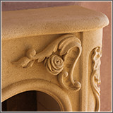 Close up of details on a fireplace