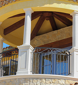 view of a completed balcony and pillars