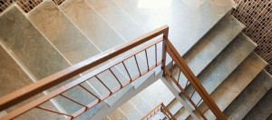 Custom Limestone Staircase With Hand Rail